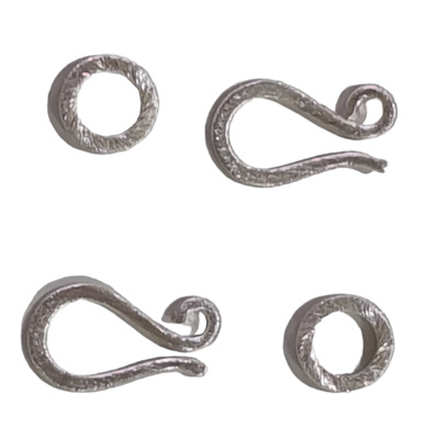 Sterling Silver Clasp Hook 20mm plus 11mm Ring brushed 2 sets