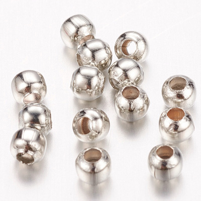 Platinum plated brass 3mm round bead 40 pack