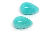 Amazonite (Peru) 8x12mm Polished Briole PAIR-beads incl pearls-Beadthemup