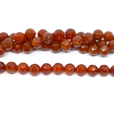 Carnelian (heated)Faceted Round 10mm strand 40 beads