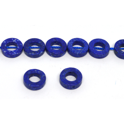 Lapis polished 12mm Flat round with 6mm hole EACH Bead