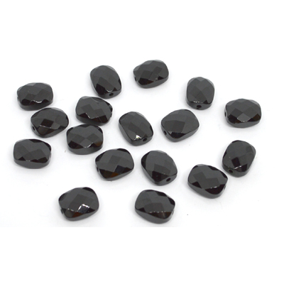 Black Spinel 9x11mm Faceted Flat Cushion BEAD
