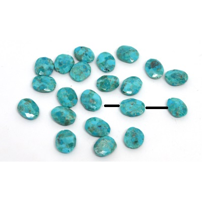 Turquoise Faceted flat Oval 12x9mm EACH BEAD