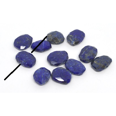 Lapis Faceted flat side drill Nugget 14x10mm EACH BEAD