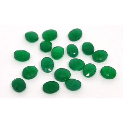 Green Onyx Faceted side drill oval 14x8mm EACH BEAD