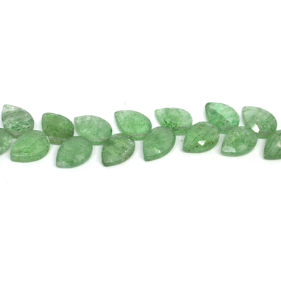 Green Strawberry Quartz Faceted flat Briolette side drill 10x8mm EACH BEAD