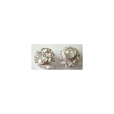 Sterling silver beadround 11x10mm 5mm hole 1 pack