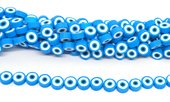 Polymer Clay Blue flat round 9mm Evil eye str 40 beads-beads incl pearls-Beadthemup