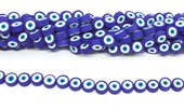 Polymer Clay dk Blue flat round 9mm Evil eye str 40 beads-beads incl pearls-Beadthemup