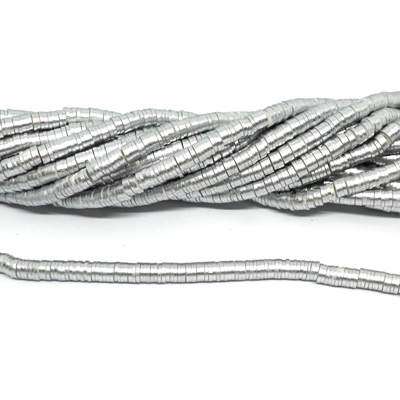 Polymer Clay Metalic Silver 6mm Heshi Bead str 40cm Approx 300 plus