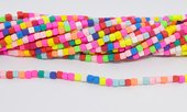 Polymer Clay Multicolour 4mm cube Bead str 40cm Approx 90 plus-beads incl pearls-Beadthemup