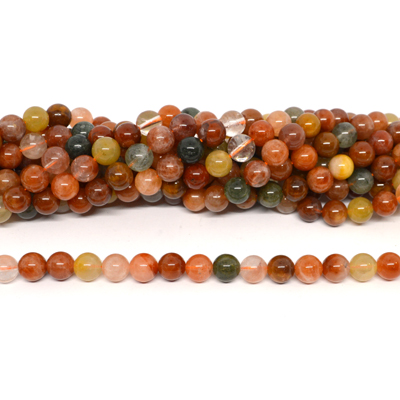 Red Rutile Quartz Polished Round 8mm strand 44 beads