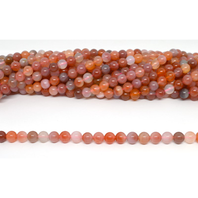 Pink Yan Yuan Agate Polished round 8mm strand 45 beads