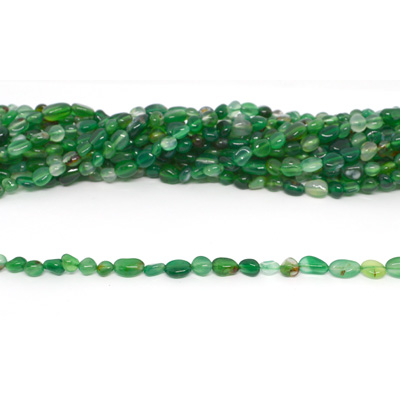 Green Agate polished nugget approx 6x8mm strand approx 55 beads
