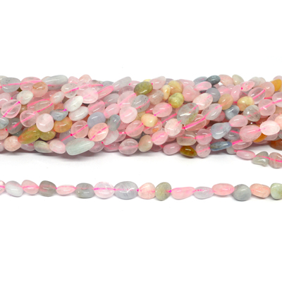 Beryl polished nugget approx 6x8mm strand approx 45 beads