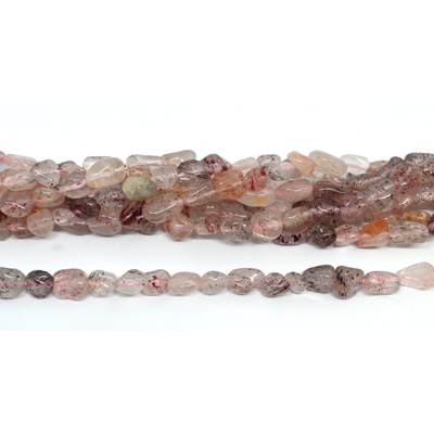 Dot Strawberry Quartz polished nugget approx 6x8mm strand approx 50 beads