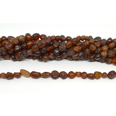 Hessonite Garnet polished nugget approx 6x8mm strand approx 62 beads
