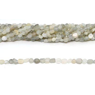 Milky Moonstone polished nugget approx 6x8mm strand approx 60 beads