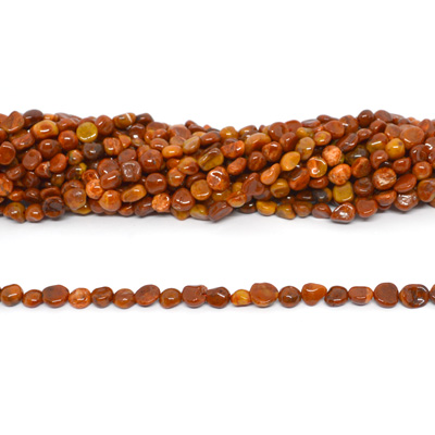Southern Red Carnelian polished nugget approx 6x8mm strand approx 55 beads