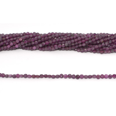 Ruby faceted Coin 4mm strand 100 beads
