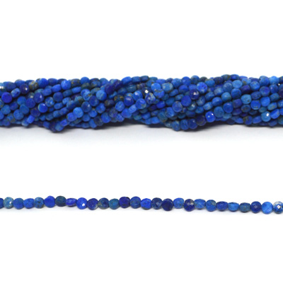 Lapis Lazuuli faceted Coin 4mm strand 100 beads