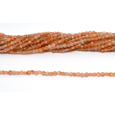 Sunstone faceted Coin 4mm strand 100 beads