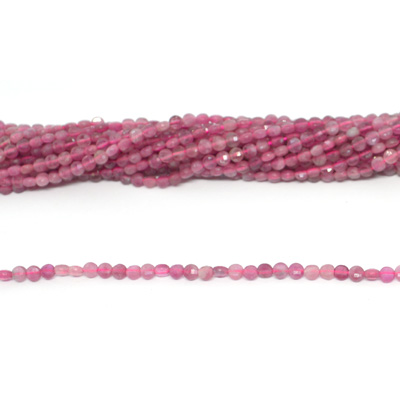 Pink Tourmaline faceted Coin 4mm strand 110 beads