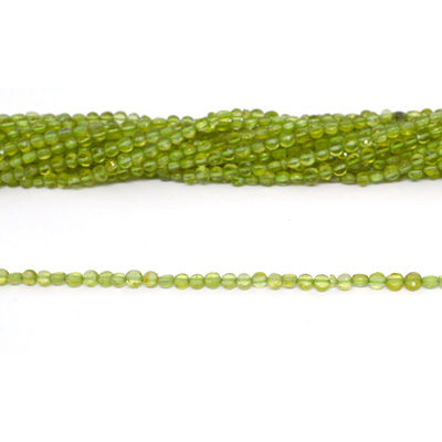 Peridot faceted Coin 4mm strand 100 beads