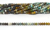 Rainbow turquoise faceted Rondel  4x6mm strand 90 beads-beads incl pearls-Beadthemup