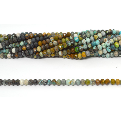 Rainbow turquoise faceted Rondel  4x6mm strand 90 beads