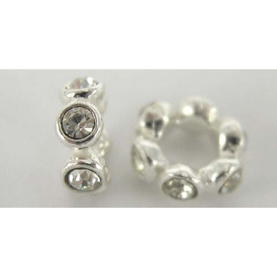 Sterling Silver Bead Rondel CZ 5mm 2 pack