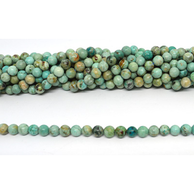 Peruvian Turquoise/ chrysocolla Polished Round 8mm strand 48 beads