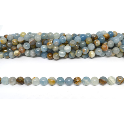 Blue Calcite Polished Round 10mm strand 41 beads