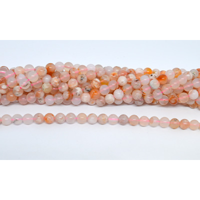 Cherry Blossom Agate Madagascar polished Round 8mm strand 49 beads