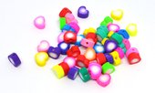Polymer Clay Multicolour 10x5mm Heart bead 30 pack-beads incl pearls-Beadthemup