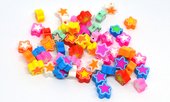 Polymer Clay Multicolour 10x5mm Star  bead 30 pack-beads incl pearls-Beadthemup
