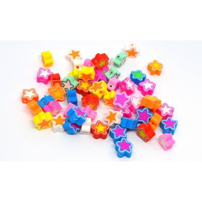 Polymer Clay Multicolour 10x5mm Star  bead 30 pack