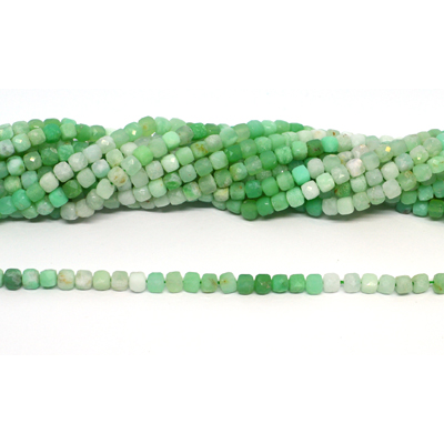 Chrysophase Faceted 4.5mm Cube strand 85 beads