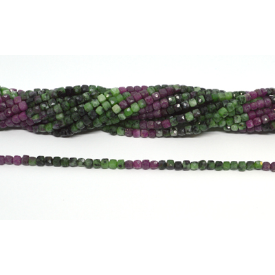 Ruby Zoisite Faceted 4mm Cube strand 95 beads