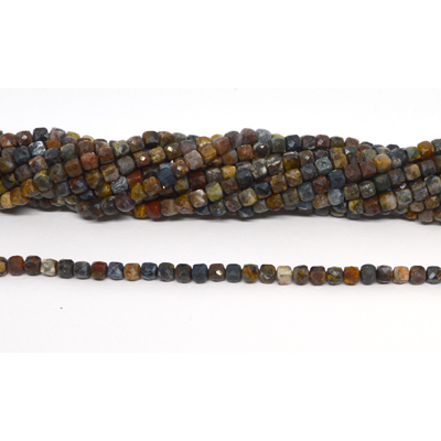 Pietersite Faceted 4mm Cube strand 95 beads