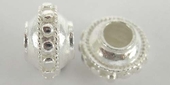 Sterling Silver Bead Rondel 12x8mm with 4mm hol-findings-Beadthemup