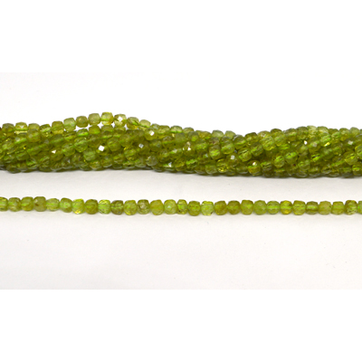 Peridot Faceted 4mm Cube strand 95 beads