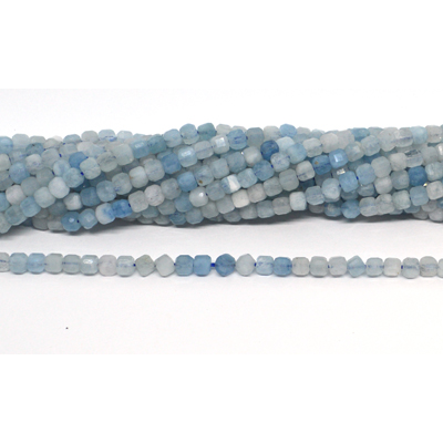 Aquamaribe AB Faceted 4mm Cube strand 93 beads