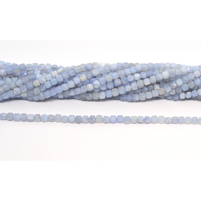 Blue Lace Agate Faceted 4mm Cube strand 95 beads