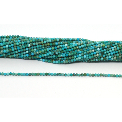 Turquoise A Faceted 2mm round strand 190 beads