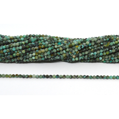 African Turquoise Faceted 2mm round strand 195 beads