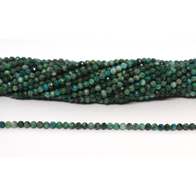Chrysocolla Faceted 3mm round strand 125 beads