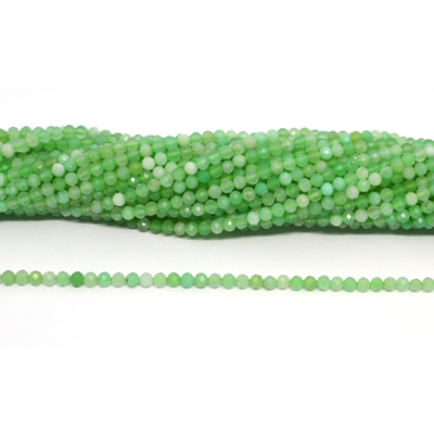 Chrysophase Faceted 3mm round strand 125 beads