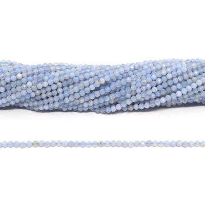 Blue Lace Agate Faceted 2mm round strand 190 beads