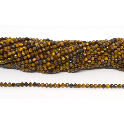 Tiger Eye Faceted 3mm round strand 115 beads